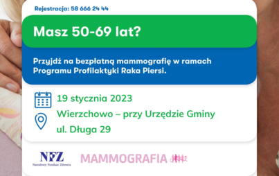 Zdjęcie do Badania w mobilnej pracowni mammograficznej w styczniu - Gmina Wierzchowo