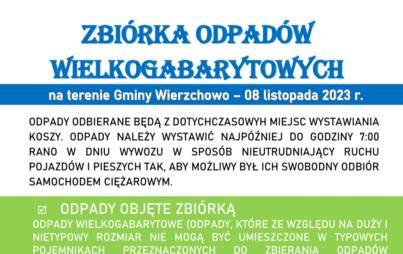 Zdjęcie do Zbi&oacute;rka odpad&oacute;w wielkogabarytowych na terenie Gminy Wierzchowo 08.11.2023r.