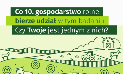 Plakat GUS zapraszający wybranych rolników do udziału w badaniu Zintegrowane Statystyki Gospodarstw Rolnych, trwającym od czerwca do sierpnia 2026 roku